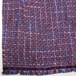 Bandolino Purple Tweed Skirt Size 8 Retro 70's Velvet Fringe Romantic Groovy